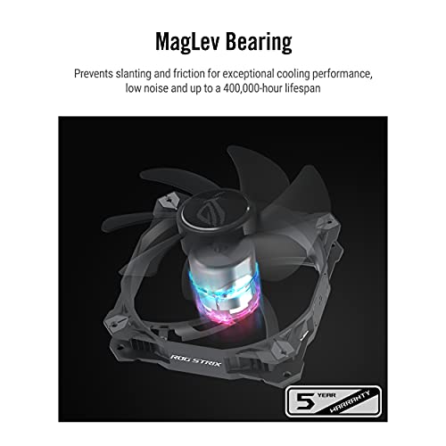 Asus Rog Strix Xf120 Whisper-Quiet, 4-Pin Pwm Fan For Pc Cases, Radiators Or Cpu Cooling (120Mm, Up To 400,000 Hours Lifespan, Magnetic-Levitation, 1800Rpm, 5 Years Warranty) #TOP2
