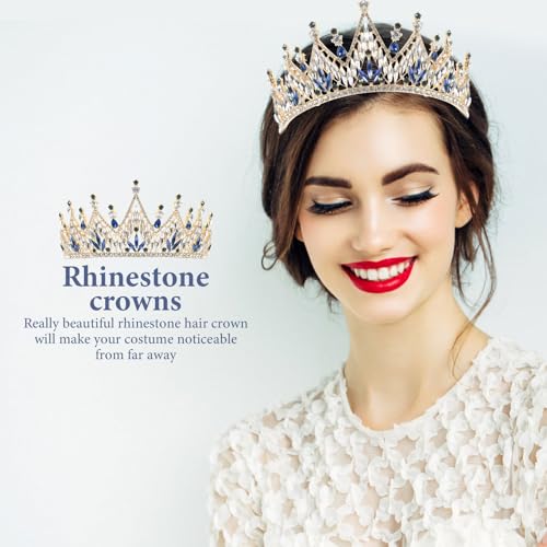 Tiara de novia con gemas azules y aleación para bodas 6
