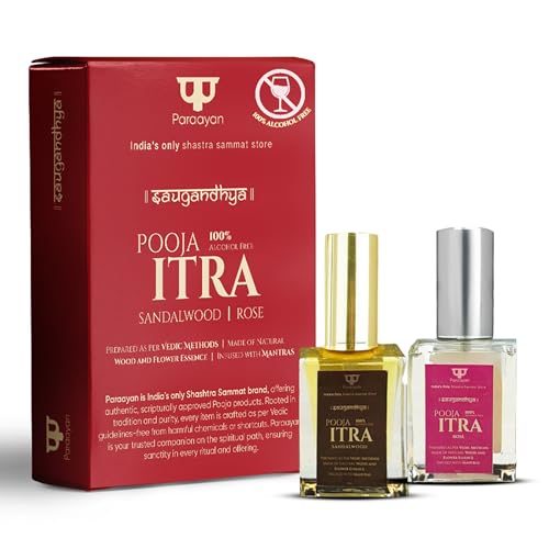 Image of Itra for Pooja Chandan & Gulab Attar 10 ML x 2 | 0% Alcohol Natural Fragrance | Long Lasting Pooja Attar for Worship & Daily Use