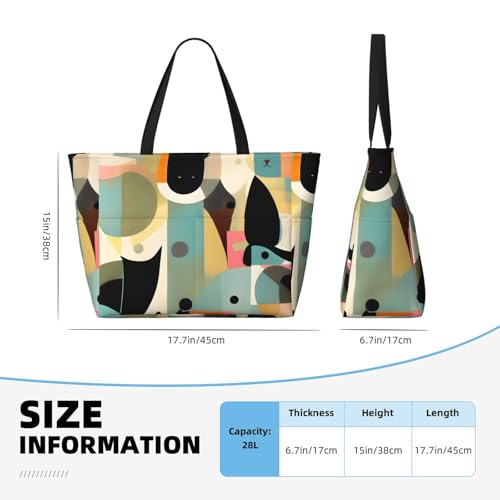 QWVBNMid-Century Modern Art Cat Beach travel bag, lightweight and reusable, suitable for family trips, gym and outdoor adventures.4