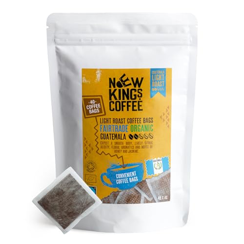 Light Roast Coffee Bags - Pack of 40 - Fairtrade Organic Guatemalan Coffee Bags - New Kings Guatemala - 100% Arabica - Brew Like Tea Bag