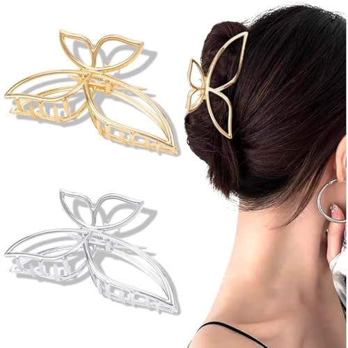 ヘアクリップ 蝶 爪 2個 メタル