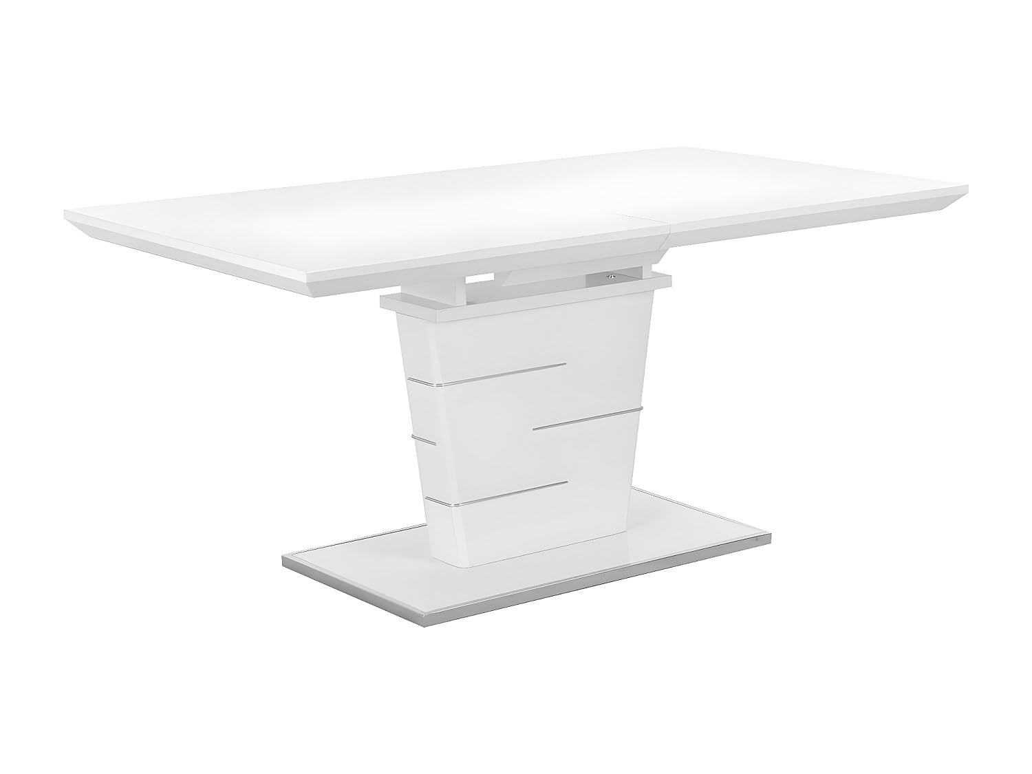 Vente-unique Mesa de Comedor Extensible con 6 a 8 Cubiertos, Madera de Densidad Media lacada, Color Blanco