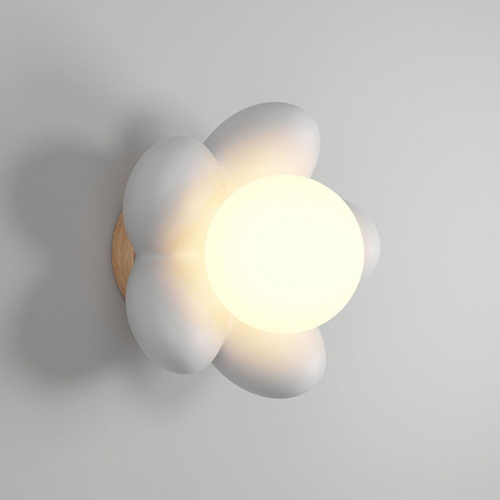 Applique LED per Interni da 15 W Lampada da Parete a Forma di Fiore 3 Colori Lampada da Comodino Luce da Parete Floreale Lampada da Notte per Bambini Illuminazione da Parete G9,Bianca