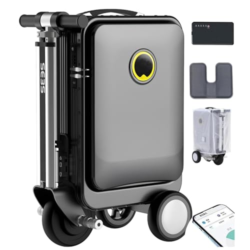 JXUANMM Maleta para Scooter eléctrico, Scooter de Equipaje liviano para Viajes, Equipaje rígido expandible, Maleta Inteligente con Carga USB y Ruedas giratorias, Equipaje de Mano Black-20L-SE3S