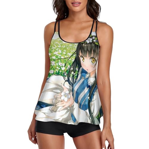 Tankini à fleurs femme masquant le ventre avec shorty confortable et robe de plage