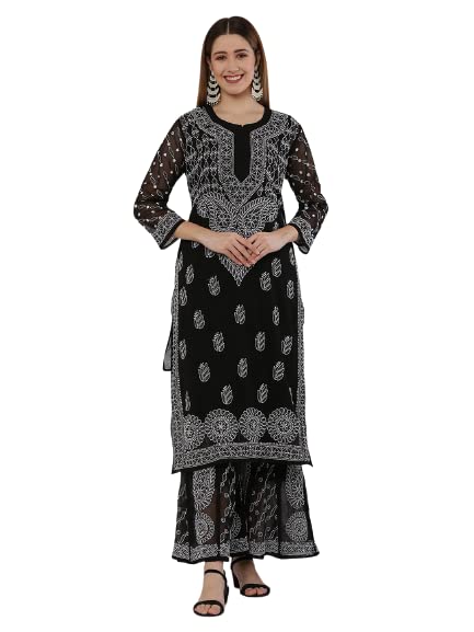 FAWOMENT Handcrafted Chikankari Matching Embroidery Women's Wedding Wear