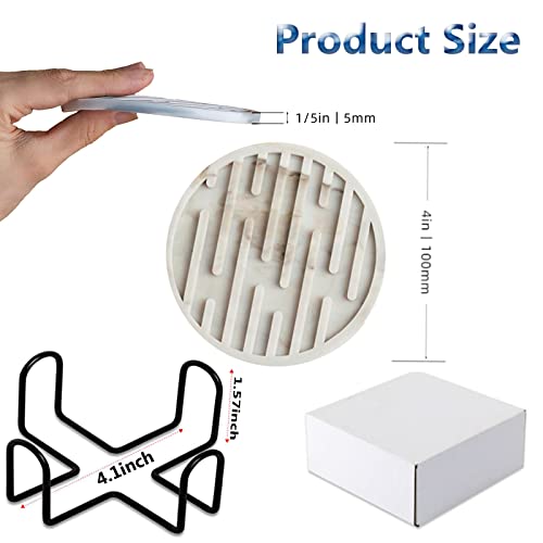 6Pcs Coasters For Drinks With Holder, 4 Inch Silicone Coasters For Coffee Table, Thickened Coaster For Wooden Table, Cup, Desk, Bar, Office, Anti-Slip, Non-Stick, Easy To Clean #TOP5