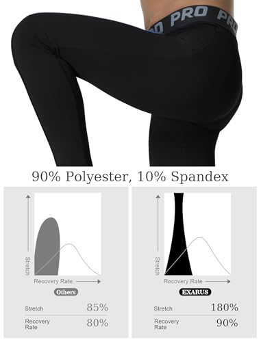 EXARUS Pacote com 4 leggings/camisas de compressão para meninos juvenis calças esportivas de basquet