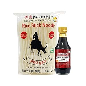 Meishi Vietnamese Gluten Free Rice Noodle 3mm with Meishi Spicy Teriyaki Sauce