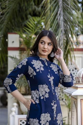Image of Pistaa's Women Printed Mandarin A-Line Cotton Kurta With Palazzos