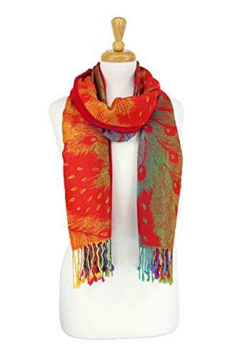 PASKMLNA Double Side Multi Colors Silky Tropical Colorful Exotic Pashmina Wrap Shawl Scarf Rave4