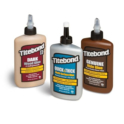Titebond Profi Holzleim Set – Hautleim, Quick Thick & Dark Wood Glue 237 ml, Starker Holzleim & Holzkleber für Möbelbau, Holzverbindungen, DIY, Heimwerken & Holzprojekte