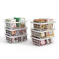 Elayu 6 Pezzi organizer per congelatore,organizzare freezer pozzetto,cesto per congelatore,cesti metallo,Impilabile，Lunghezza regolabile 29-46CM，Bianco