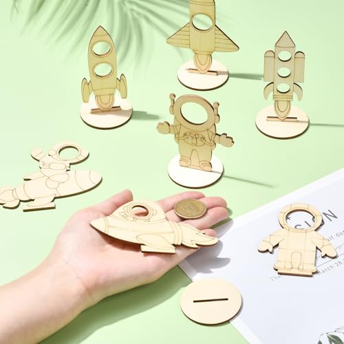 Décorations vierges en bois espace à suspendre avec 7 formes cosmos