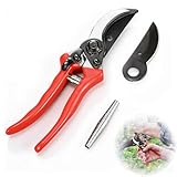 Plstod Gartenschere, Profi-Rosenschere Hochkohlenstoffstahlklinge, Bypass-Schneide, Gartenschere Gardena, Pflanzenschere für trockenes, Frisches Holz, Feder für müheloses Schneiden