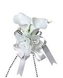 Wrist Corsage - Double Calla Lily with Hydrangea - Silk Flower
