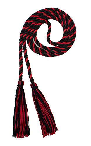 Image of Graduation Honor Cord - Black /RED - Every School Color Available - Made in USA