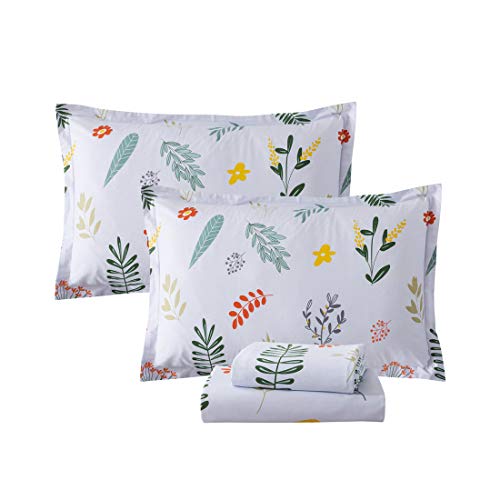 Fadfay Sheets Set Twin Xl Vintage Farmhouse Bedding French Country Bedding Set Shabby White Floral Bed Sheet Set 100% Cotton Super Soft Hypoallergenic Deep Pocket Fitted Sheet 4Pcs Twin Xl Size #TOP12
