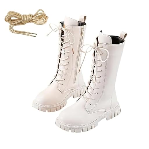 Botas altas hasta la rodilla para niñas, botas vaqueras de cuero con cremalleras laterales, a la moda, informales, con cordones, para exteriores, cómodas, suaves, otoño e invierno, zapatos escolares | Ya disponible en tu tienda friki favorita! En mundofriki.es!