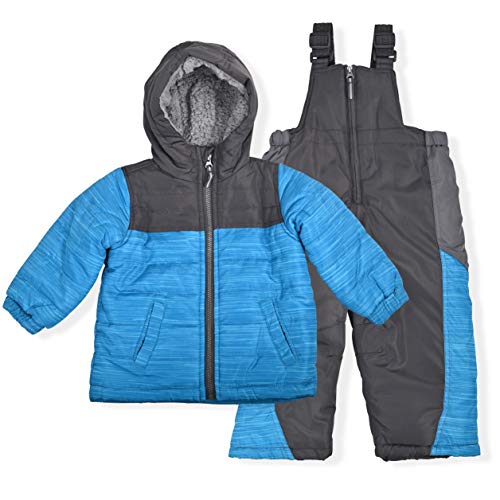 Image of Arctic Quest Boys' Bib Snow Pants and Ski Jacket Water-Resistant Snowsuit for Kids Winter Hooded Jacket, Turquoise, 5-6