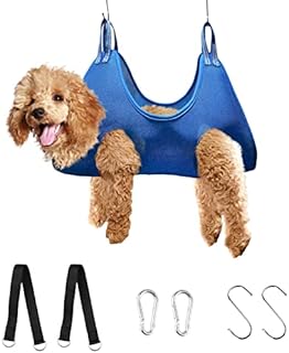 MACUNIN Dog Grooming Hammock Grooming Kit, Pet Nail Trimming Harness for Dog and Cat, Nail Cutting Helper for Small and Large Pet Bathing Shower Supplies (Medium, Black)