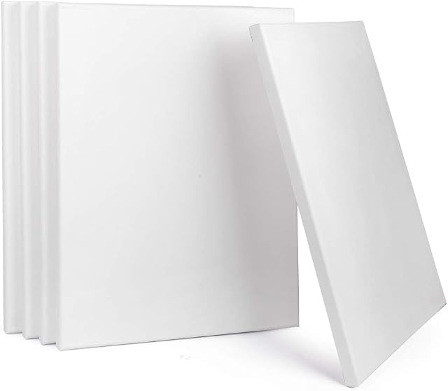 ewtshop® Canvas with Stretcher Frame, 100% Cotton, Pack of 5, 30 x 40 cm, Canvas Board, White