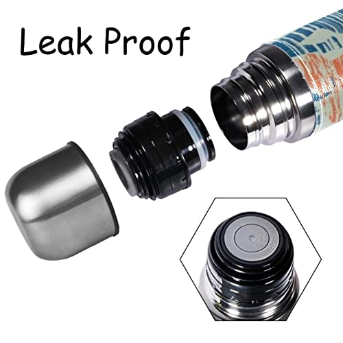 Abstract Watercolor Elephant Stainless Steel Leather Vacuum Insulated Mug Baby Boy Thermos Water Bottle For Hot And Cold Drinks Kids Adults 16 Oz #TOP1