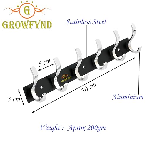 Image of Heavy Duty S Type Stainless Steel Cloth Hanger Suitable for Bathroom Bedroom Kitchen Wall Hook Rail Hanging Scarf Coat Keys Tie Towel Door Robe (Pack of 2, 6 Pin Multi)
