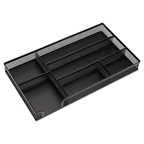 EsOfficce Drawer Organizer,Desk Organizer, Metal Mesh Drawer, Desk Drawer Organizer for Home Office and School,11.02X 6.10 X 1.38 Inch,Black