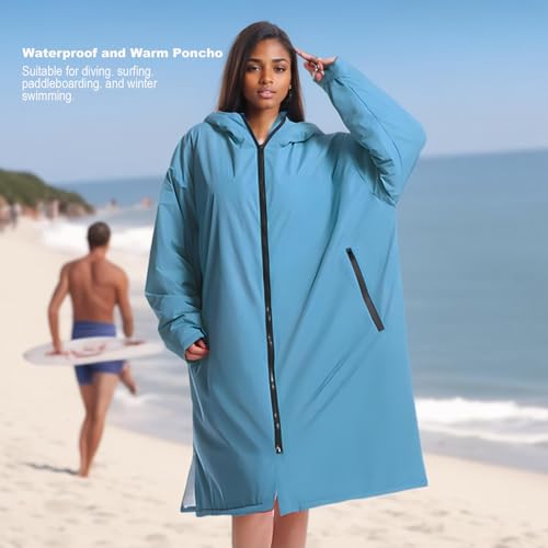Parka de natación unisex Thermal Surf Poncho, manto cambiador oversize, forro polar impermeable, chaqueta térmica para nadar con capucha y toalla miniatura 2