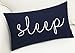 EURASIA DECOR Sleep Embroidered Decorative Lumbar Accent Throw Pillow Cover - Living Room, Sofa, Chair, Patio, Car, Balcony, Bench, Porch, Office, Bedroom - 12x20 Inches, Navy Blue