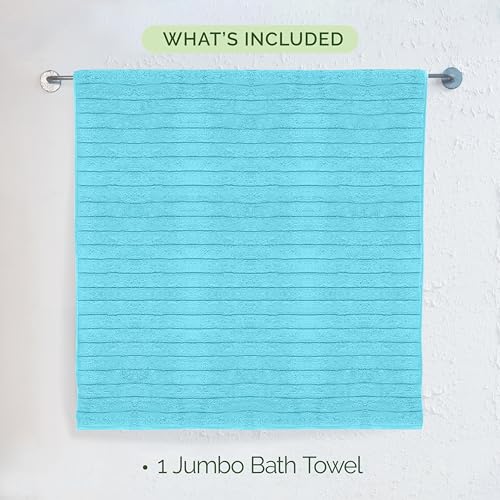 Image of Elegant Comfort 100% Turkish Cotton Corduroy Ribbed Luxury Jumbo Bath Towel Ultra Soft - 35 x 70 Inch - Luxury Spa Premium Hotel Quality Highly Absorbent and Quick Dry Large Bath Towel, Aqua