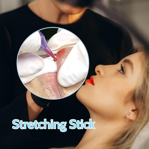 Nicedeal Tattoo Stretching Stick, 100PCS Disposable Lip Blushing Supplies with Dustproof Box, Cotton Lip Tattoo Stick Lip Blush Pigment for Easy Lip Coloring