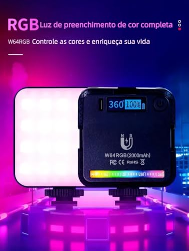 Luzes de vídeo RGB, Luz de CâMera Led 360° Iluminação PortáTil Colorida Para Fotografia com 3 Sapato