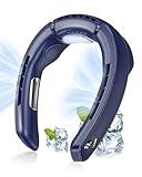 【風量無段階調&冷却プレート&2024年夏新型】Heshare 首掛け扇風機 ネッククーラー 携帯扇風機 風量無段階調節 半導体冷却 瞬間冷却 Type-C充電 LEDディスプレイ表示 4000mAh大容量バッテリー 長時間連続使用 おしゃれ 熱中症対策/スポーツ観戦/遠足/自宅/アウトドア/山登り/工事現場/通勤通学/釣り/母の日 父の日 誕生日 ブルー