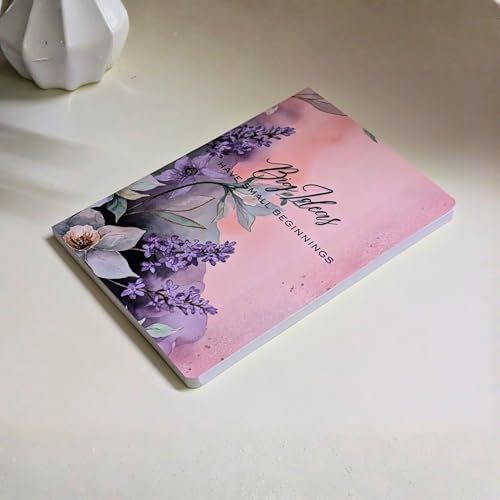 Image of Motivational Floral A5 Notebook Diary for Women & Students | Softbound Laminated Cover | Monthly Planner + Daily Planner | 21 x 15 cm Ruled Journal | Inspirational Quote Cover (Peach Big Ideas have small beginnings)