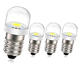 Ruiandsion 4pcs E10 LED Bulb 3V 0.15W 5050 1SMD White 6000K LED Replacement Bulb Upgrade for Lamps Flashlights Torch Light,Negative Earth