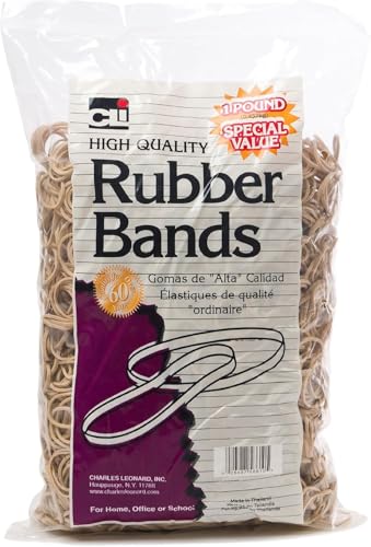Image of Charles Leonard Rubber Bands, Size #32 (3 x 1 /8 Inches), Beige, 1 Pound Bag (56632)