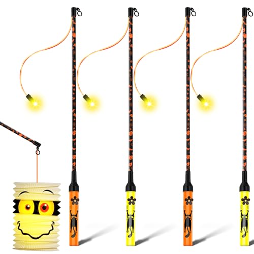 Laternenstab Kinder - LED Laternenstab 4 Stück 50cm Lang Laternenstäbe mit Warmes Licht,Elektrisch Laterne Stab Hell Lantern Stick für St Martin,Halloween,Kinderpartys,Hochwertig Laternenstock 4er Set
