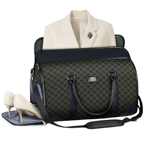 Tonyeee Convertible Garment Duffel Bags for Travel, Carry On Garment Bag with Shoe Compartment, 3 in 1 Foldable Suit Duffle Bag for Women, Jenni Bag for Hanging Clothes, Dark Green (1Pcs Set)