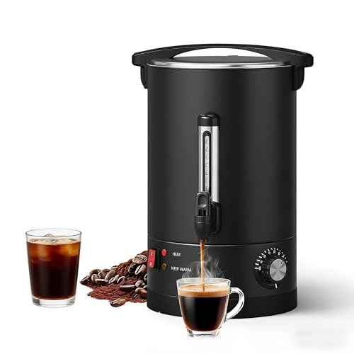 Image of 100-Cup Coffee Urn, 14L / 3.8Gal Double Wall Insulation Coffee Dispenser, Stainless Steel Large Hot Beverage Dispenser with Automatic Temperature Control & Faucet Commercial Coffee Urn, Black