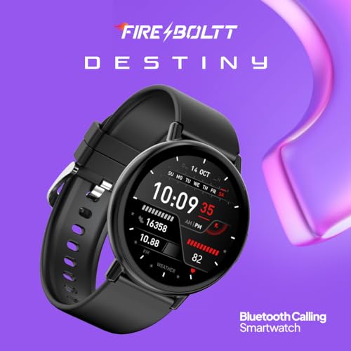 Image of Fire-Boltt Destiny Smartwatch- 1.39 inch Display, Silicon Straps, Bluetooth Calling, 123 Sports Modes, Voice Assistant, Health site, IP67 (Black)