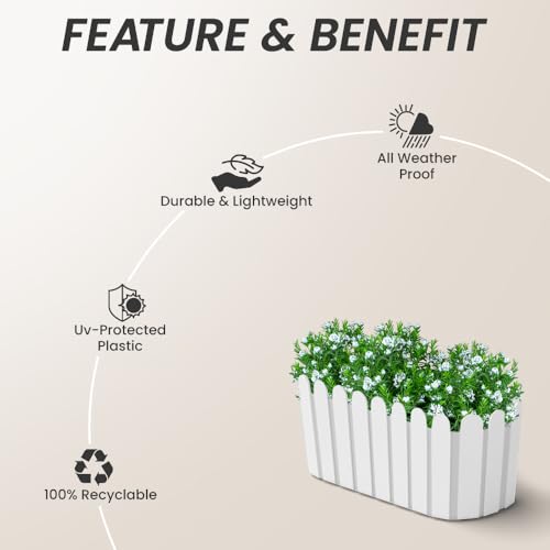 Image of YUCCABE ITALIA SHERA Fence-TRA 14 INCH Plastic Flower Pot Suitable for Inddor Outdoor Kitchen Garden