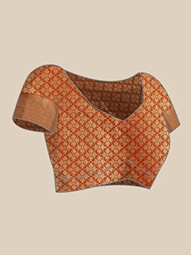 Image of Panzora Women's Banarasi Silk Woven Zari Work Saree With Unstitched Blouse Piece