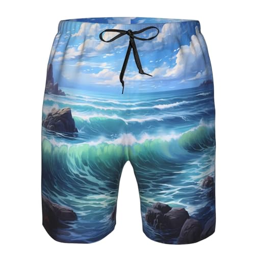 Blue Sea Landscape Men's Quick Dry Beach Shorts Swim Trunks with Pockets Board Shorts4