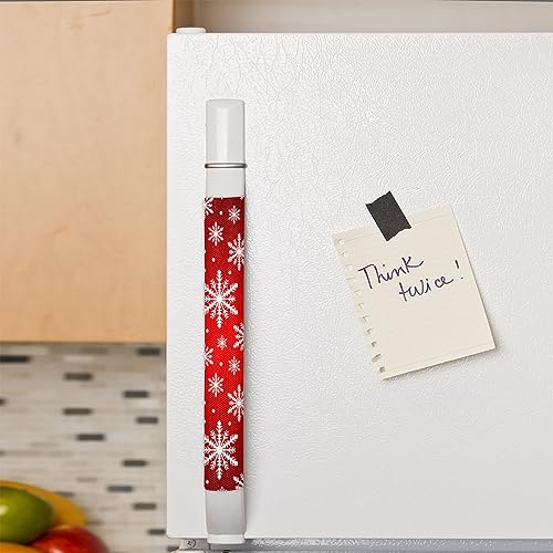 Image of Pardick Christmas Red Snowflakes Refrigerator Door Handle Covers Set of 2Xmas Decor Washable Fridge Dishwasher Mocrowave Oven Door Decor Handle Cover Keep Your Kitchen Appliance Holiday Decorate