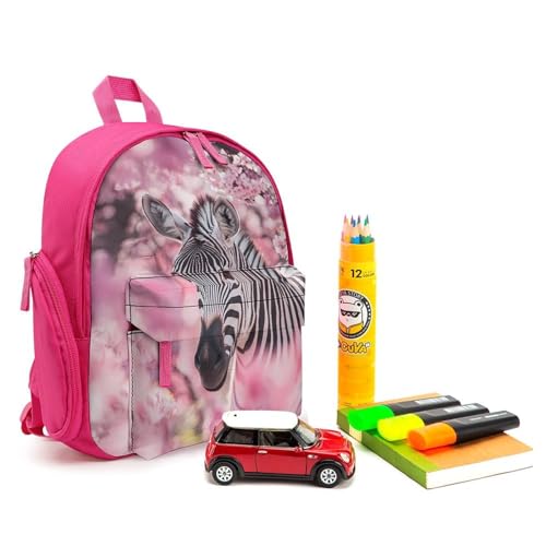 Zebra in Cherry Flowers Cute Backpack Small Daily Daypack Travel Shoulder Bag with Adjustable Strap Graphic Print3