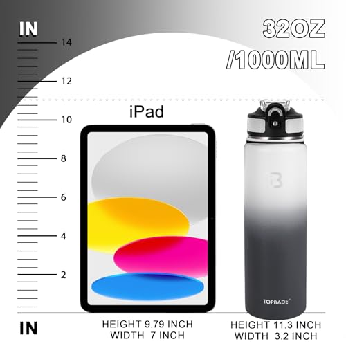 Image of TOPBADE 32oz Insulated Water Bottle with Straw Lid & Spout Lid & Paracord Handle, Stainless Steel Water Bottle Wide Mouth, Double Wall for Women Men Gym Fitness Outdoor