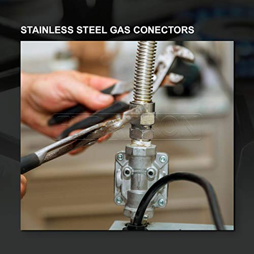Flextron FTGC-SS12-18A Flexible Gas Line, Gas Pipe Connector With 5/8 in. Outer Diameter and 1/2 in. Inside Diameter; 1/2 in. MIP x 1/2 in. MIP Fittings; Uncoated Stainless Steel Gas Hose 18 in. Long - Thumbnail 5